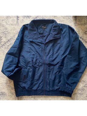 J329 Port Authority Navy 2XLT Zip-Up Jacket Fleece Lining Lightweight Charger